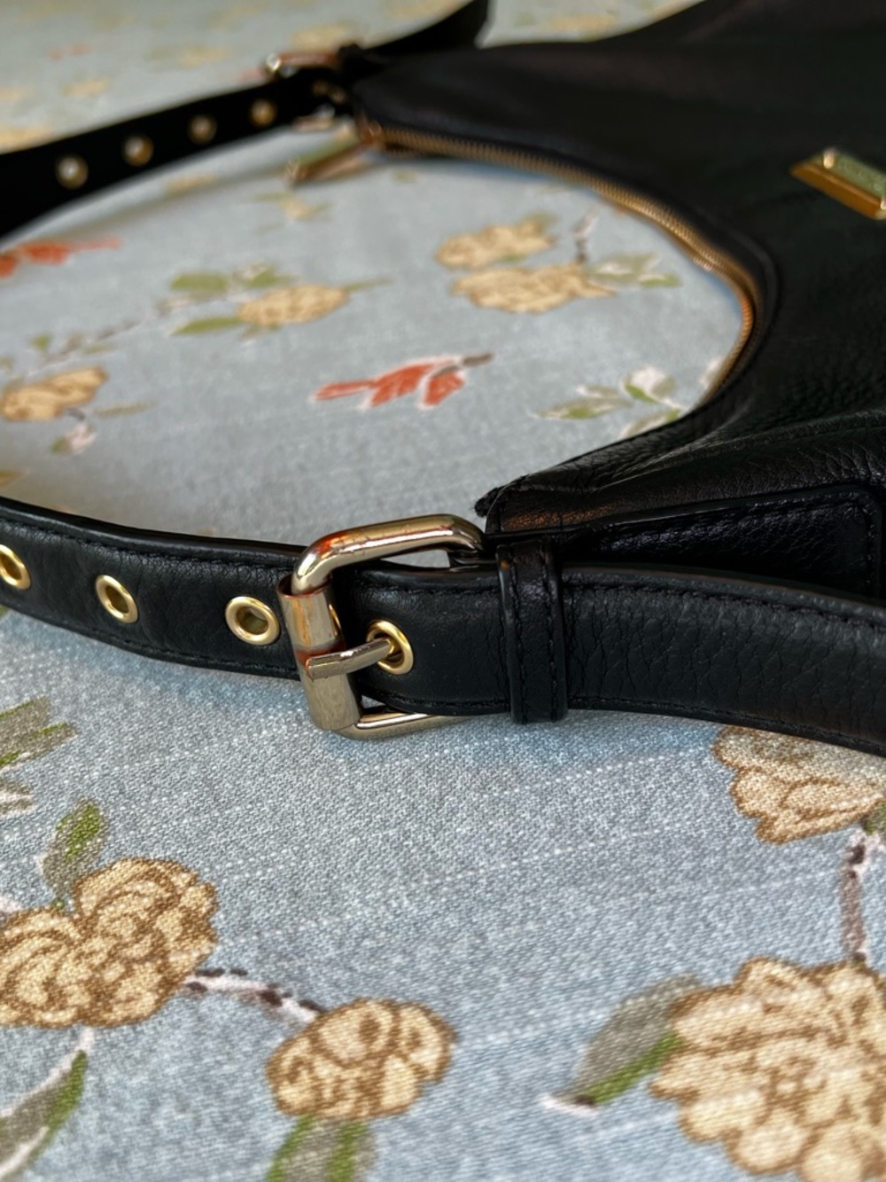 Calvin Klein Black Pebbled Faux-Leather Hobo with Gold plated hardware - Picture 4 of 12